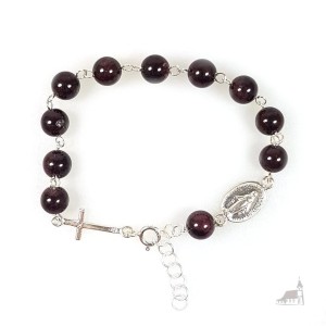 Różaniec bransoletka, dziesiątka. Kamień Granat.