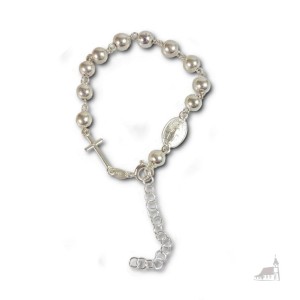 Srebrny Różaniec Bransoletka Z Cudownym Medalikiem