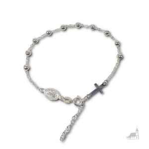 Srebrny Różaniec Bransoletka Z Cudownym Medalikiem 