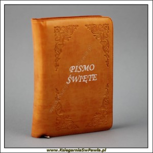 Biblia Tysiąclecia - oprawa skóra pomarańczowa, paginowana