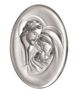 Srebrny Obrazek św. Rodzina  - owal mały