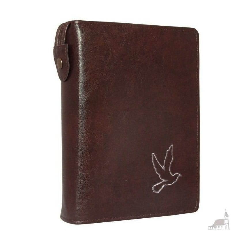 Etui na Pismo Święte Edycja Św. Pawła duże brązowe z szarym haftem