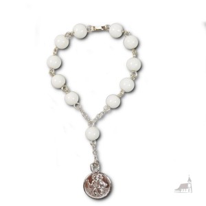 Różaniec bransoletka, dziesiątka z św Krzysztofem. Agat. 