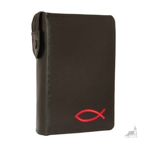 Etui na Pismo Święte Biblia Tysiąclecia Oazowa. Czarne z haftem zapinane na zamek. 