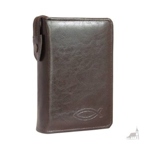 Etui na Pismo Święte Biblia Tysiąclecia Oazowa. Brązowe zapinane na zamek.