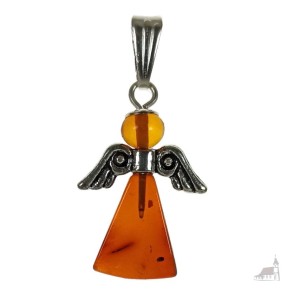 Zawieszka Aniołek z bursztynu.  