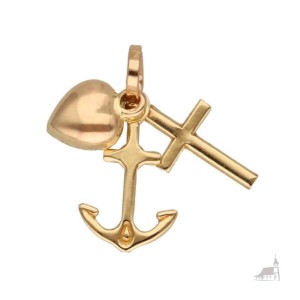 Złota zawieszka Wiara Nadzieja Miłość. Złoto próby 585