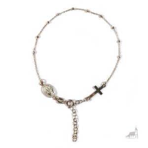 Srebrny Różaniec Bransoletka Z Cudownym Medalikiem