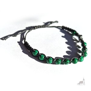 Różaniec bransoletka, malachit, dziesiątka na sznurku. 