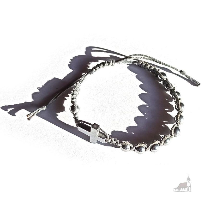 Różaniec bransoletka, dziesiątka na sznurku. Hematyt