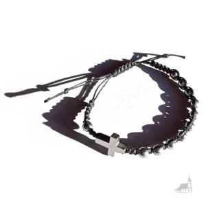 Różaniec bransoletka, dziesiątka. Hematyt w kolorze srebrnym