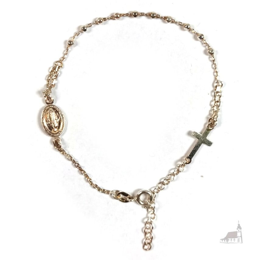 Srebrny Różaniec Bransoletka z krzyżykiem