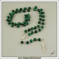 Różaniec malachit łączony srebrem. Krzyż Papieski