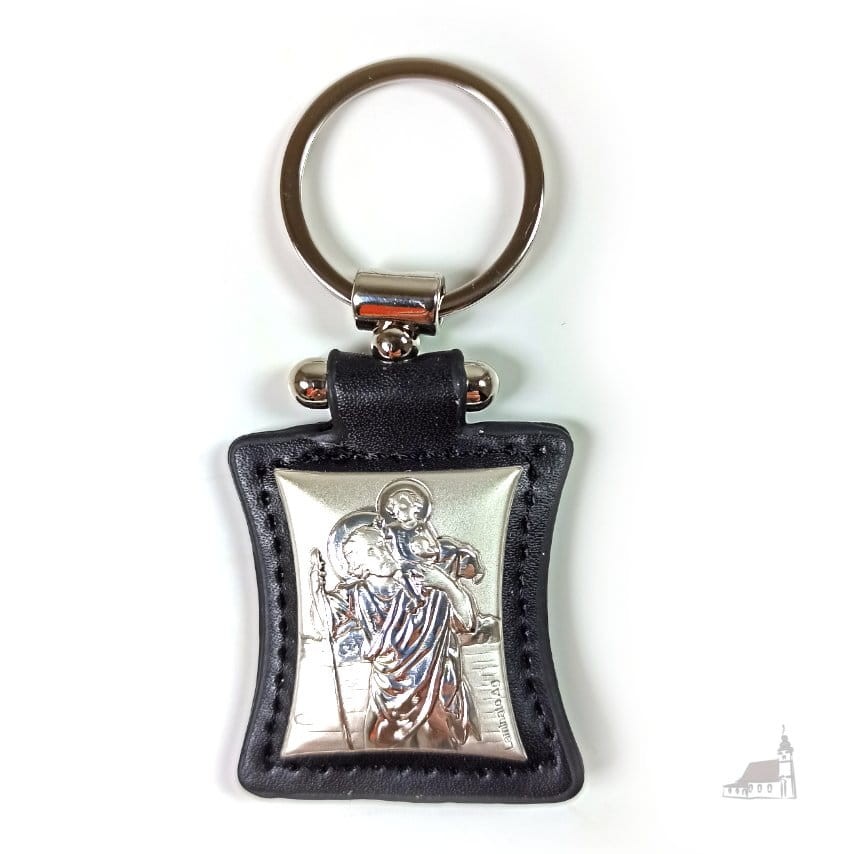 Brelok do samochodu św. Krzysztof srebrny czarny