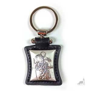 Brelok do samochodu św. Krzysztof  srebrny czarny