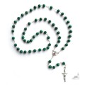 Różaniec malachit łączony srebrem. Krzyż Papieski