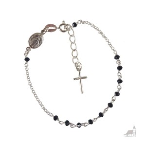 Srebrny Różaniec Bransoletka Z Cudownym Medalikiem 