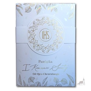 Pamiątka Pierwszej Komunii Świętej od Ojca Chrzestnego. Pamiątka z  kopertą.