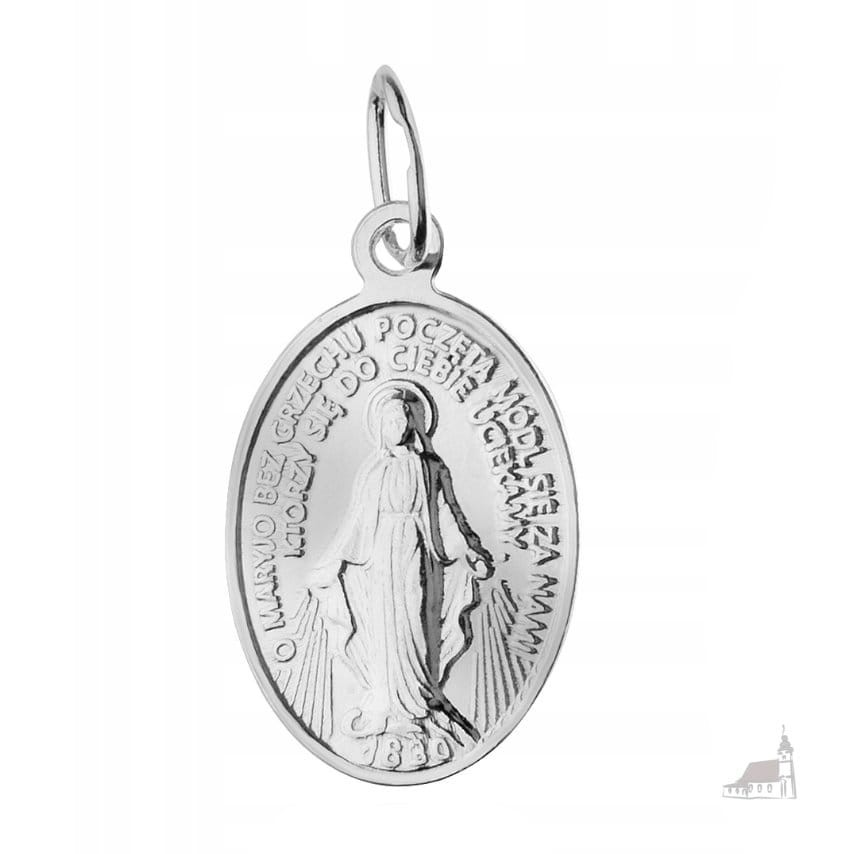 Cudowny Medalik. Srebrny. Matka Boska Niepokalana. Rewers z Św. Michałem Archaniołem