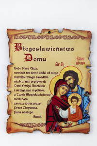 Obrazek z Modlitwą Błogosławieństwo Domu. Obrazek na deseczce do zawieszenia