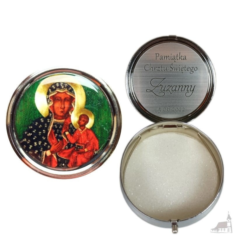 Pudełko na różaniec - Matka Boska - grawer