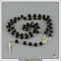 Różaniec onyks czarny, łączony srebrem. Krzyż Papieski