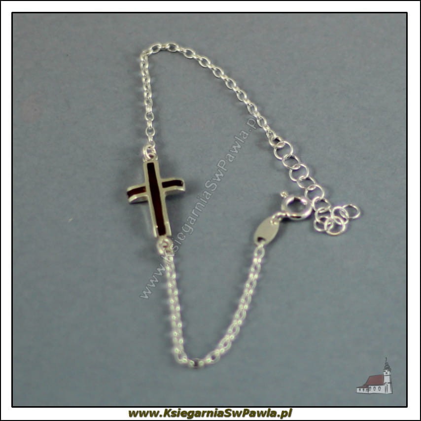 Różaniec bransoletka, dziesiątka. Krzyż z bursztynem