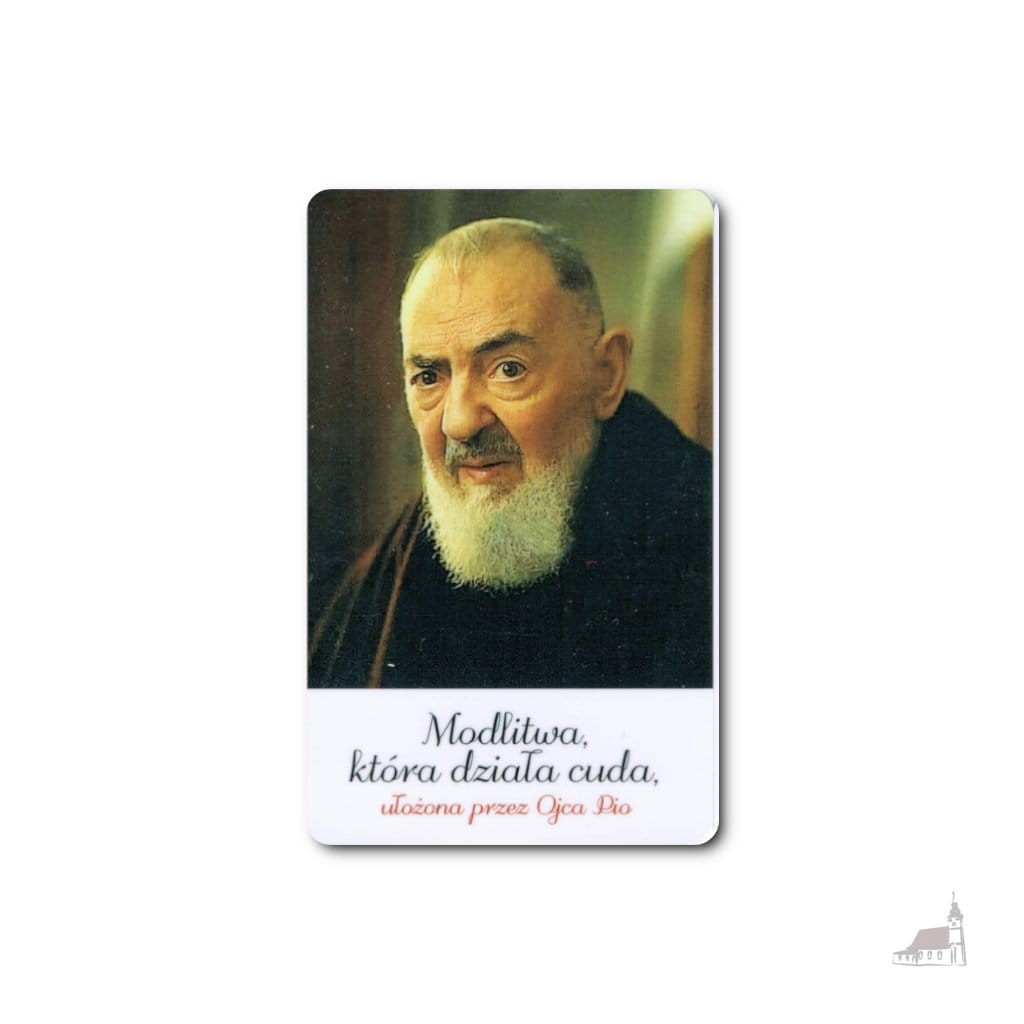 Karta "Modlitwa, która działa cuda" ułożona przez Ojca Pio