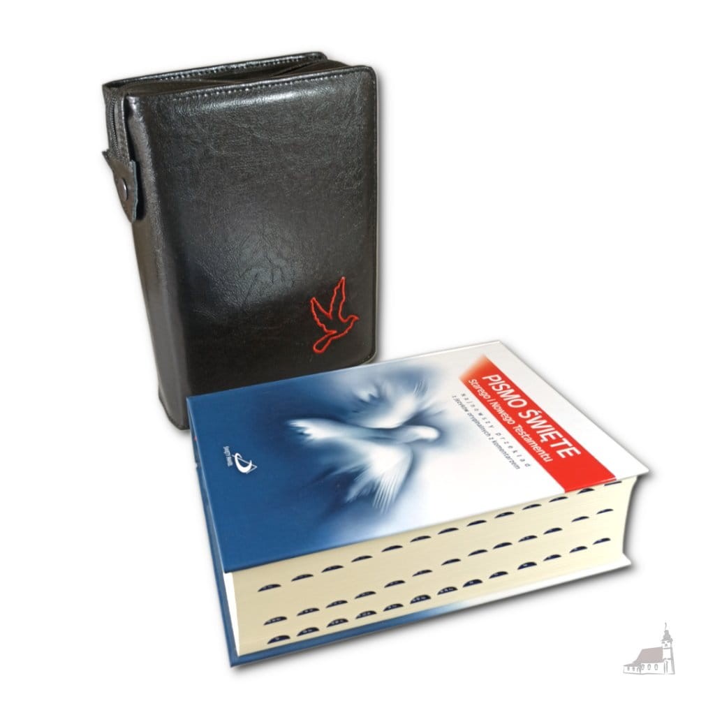 Pismo Święte Duże Edycja Św. Pawła w czarnym etui z haftem. Paginatory.