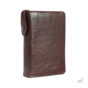 Etui na Pismo Święte Biblia Tysiąclecia Oazowa. Kasztanowe zapinane na zamek.