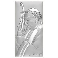 Srebrny Obrazek - św. Jan Paweł II 6,9 x 13,9 cm