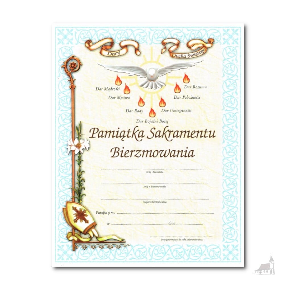 Pamiątka Sakramentu Bierzmowania. Dyplom
