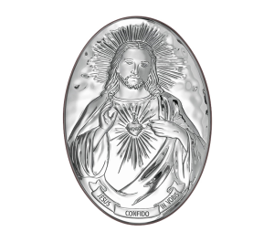 Srebrny obrazek, Najświętsze Serce Jezusa. Mały. Grawer w cenie.