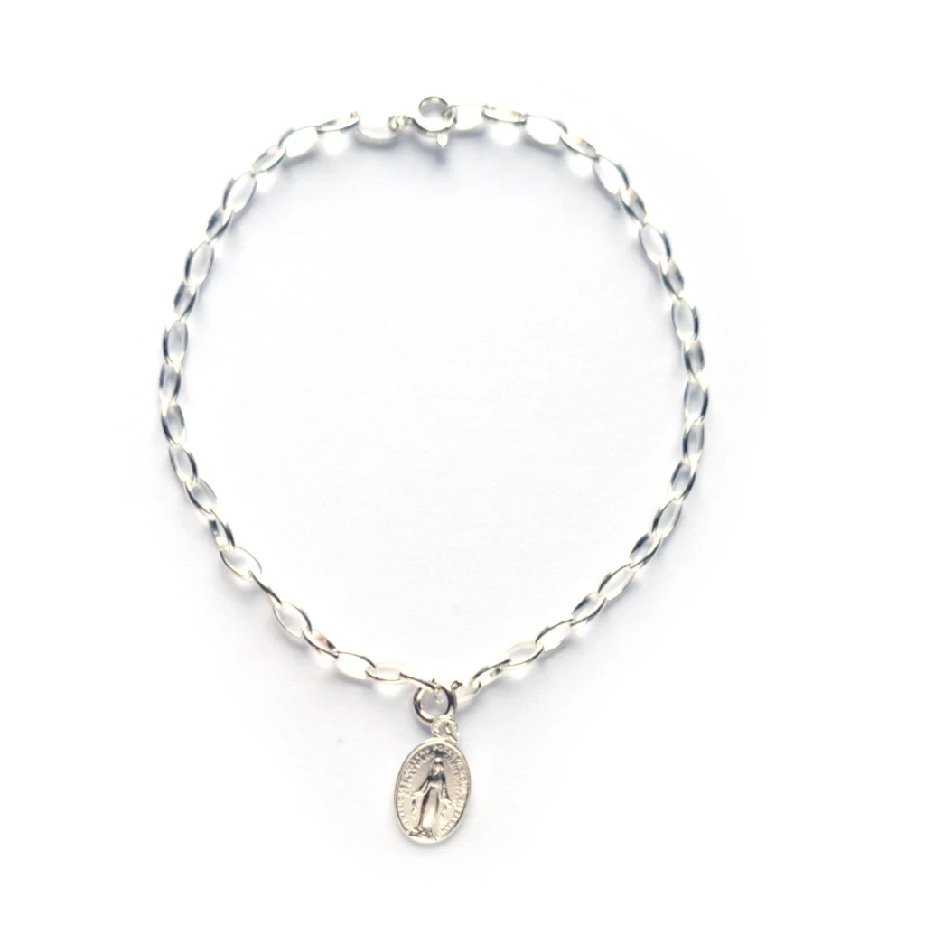 Bransoletka zawierzenia Srebrna Z Cudownym Medalikiem. 20cm