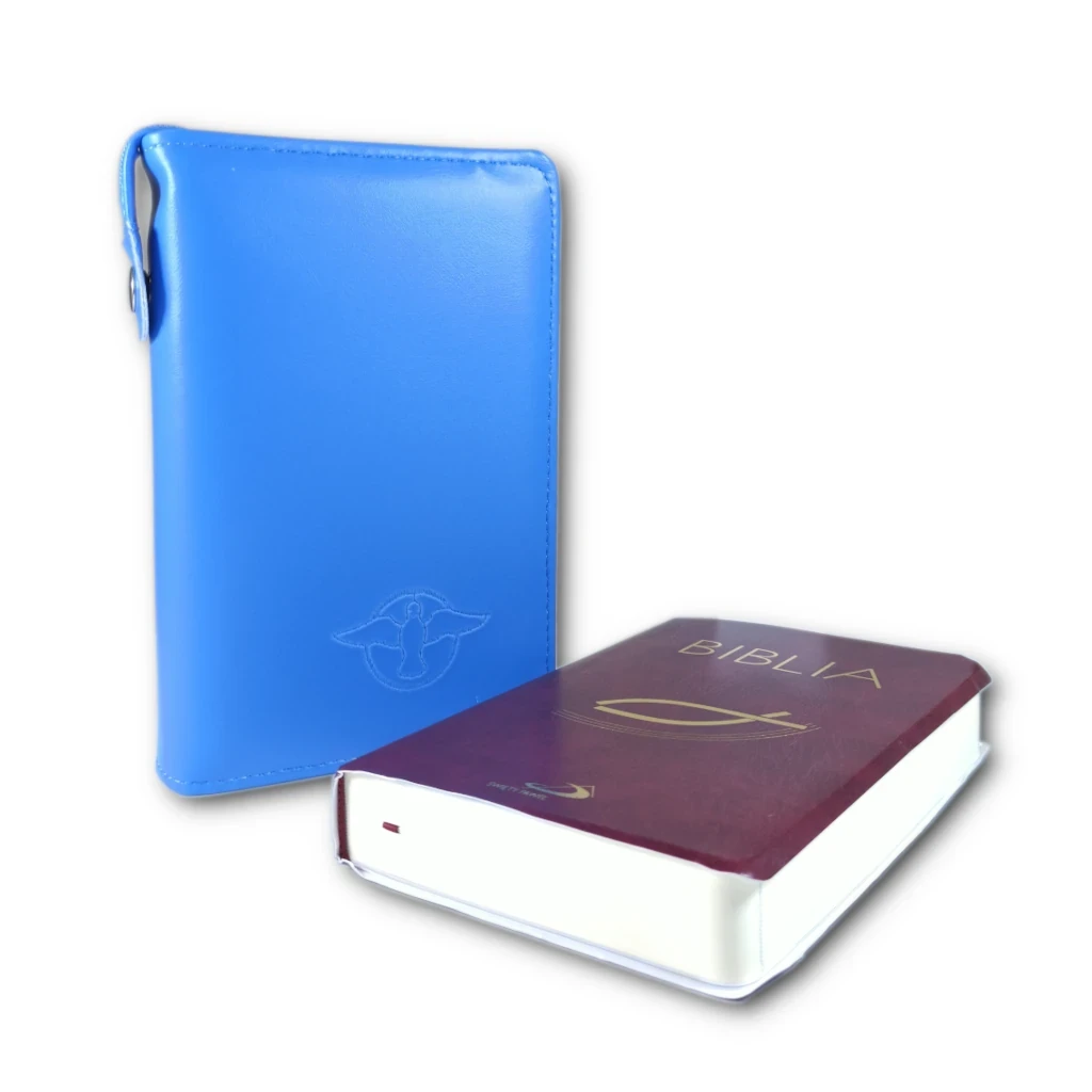 Pismo Święte w niebieskim etui. Stary i Nowy Testament