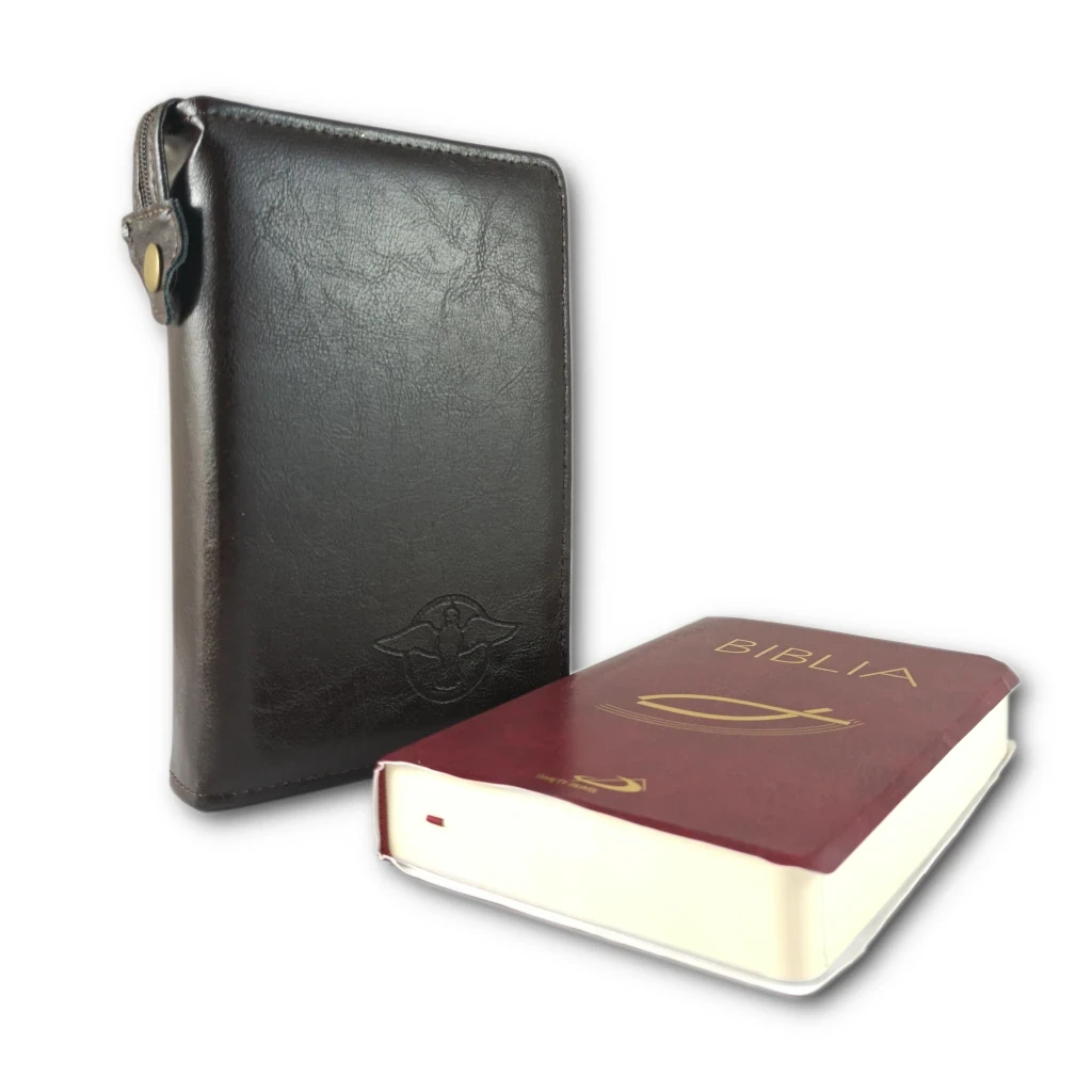 Pismo Święte w brązowym etui. Stary i Nowy Testament