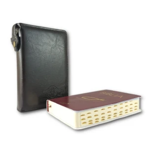 Pismo Święte  w brązowym etui. Paginatory. Stary i Nowy Testament