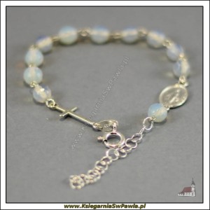 Różaniec bransoletka, dziesiątka. Błękitny opal
