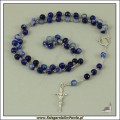 Różaniec niebieski agat + srebro. Krzyż papieski
