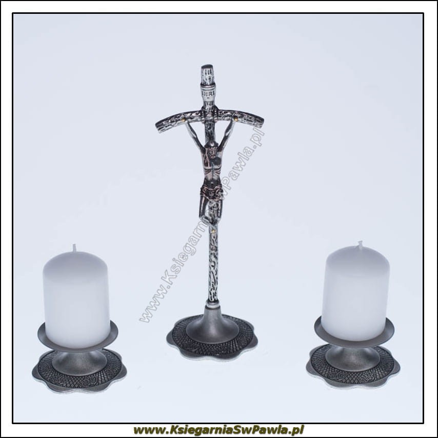 Zestaw kolędowy srebrny - stal nierdzewna oxydowana. 18,5 cm