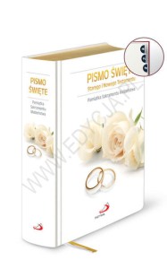 Pismo Święte.  Pamiątka Sakramentu Małżeństwa. Paginacja, złocone brzegi kartek.