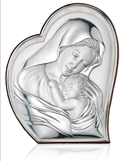 Srebrny obrazek Madonna - bez złoceń.