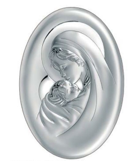 Srebrny Obrazek Madonna - owal 