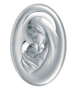 Srebrny Obrazek Madonna  - owal mały