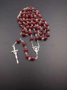 Różaniec srebrny, Karneol, kamień naturalny