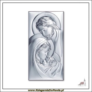 Srebrny Obrazek Święta Rodzina. Prostokąt. Mały 