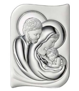 Srebrny Obrazek św. Rodzina  -  duża. Grawer gratis