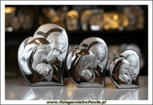 Srebrny Obrazek - św. Rodzina w serduszku - mała