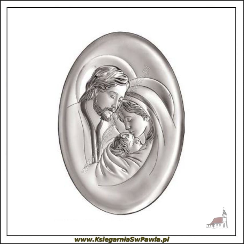 Srebrny Obrazek św. Rodzina - owal średni