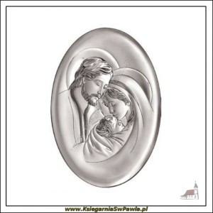 Srebrny Obrazek św. Rodzina  - owal średni